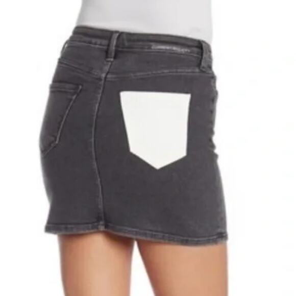 Current Elliott The 5 Pocket Mini Denim Skirt Black White Cotton Stretch Size 26 - Picture 1 of 10